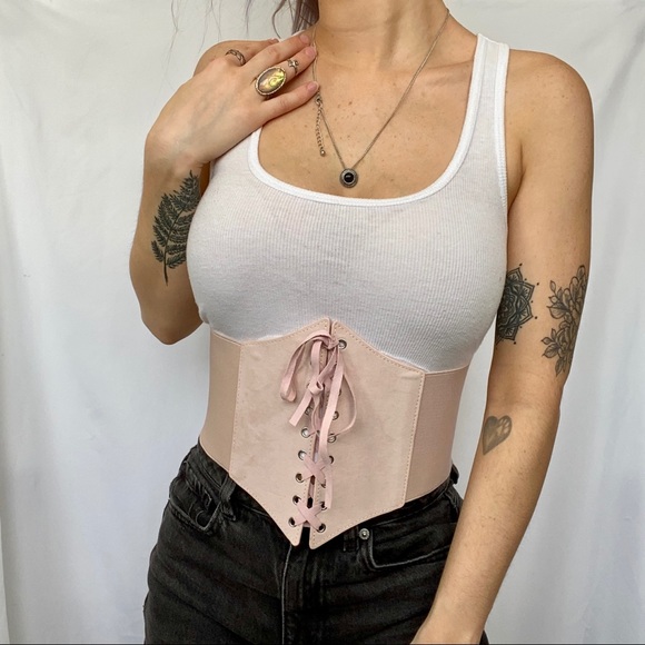 Pink Lace Up Corset Belt - Picture 3 of 8